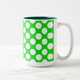 Polka Dots on Green Two-Tone Coffee Mug