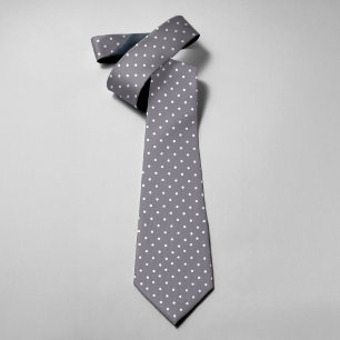 Polka Dots On Grey Background Groomsmen Tie