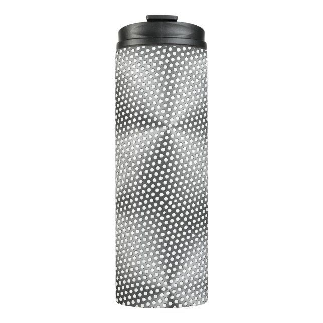 Polka Dots on Metal Plate 01x4 Black BG Thermal Tumbler (Front)