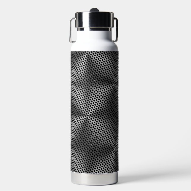 Polka Dots on Metal Plate 01x4 Black BG Water Bottle (Front)