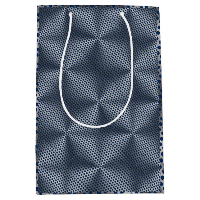 Polka Dots on Metal Plate 01x4 DBlue BG Medium Gift Bag (Front)