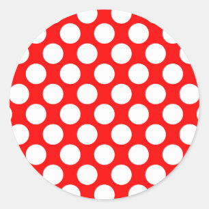 Polka Dots on Red Classic Round Sticker