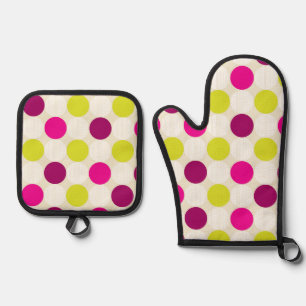 Polka Dots Oven Mitt & Pot Holder Set