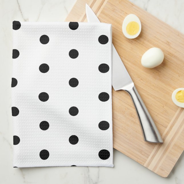 Polka Dots Pattern Black And White Tea Towel (Quarter Fold)