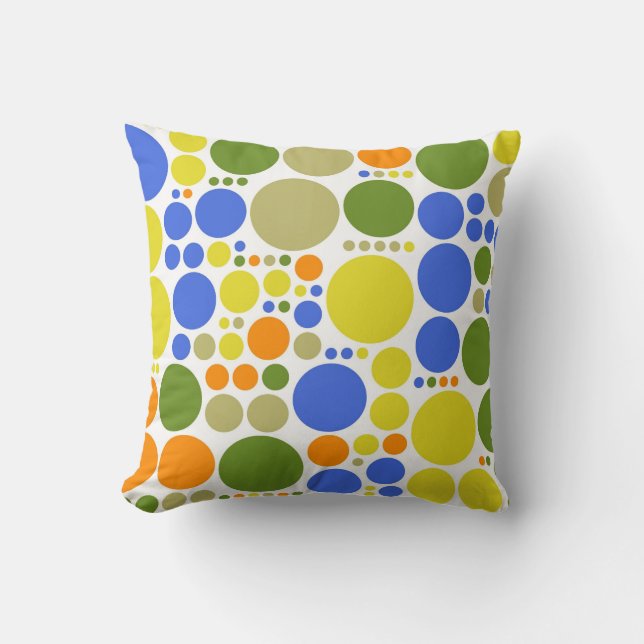 Polka dots pattern | Blue green yellow orange Cushion (Front)