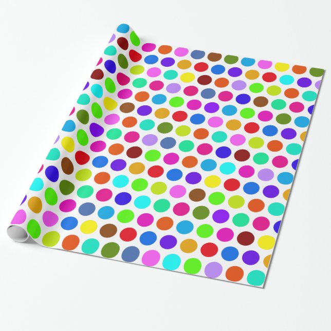 Polka Dots Pattern coloured + your backgr. & idea Wrapping Paper (Unrolled)