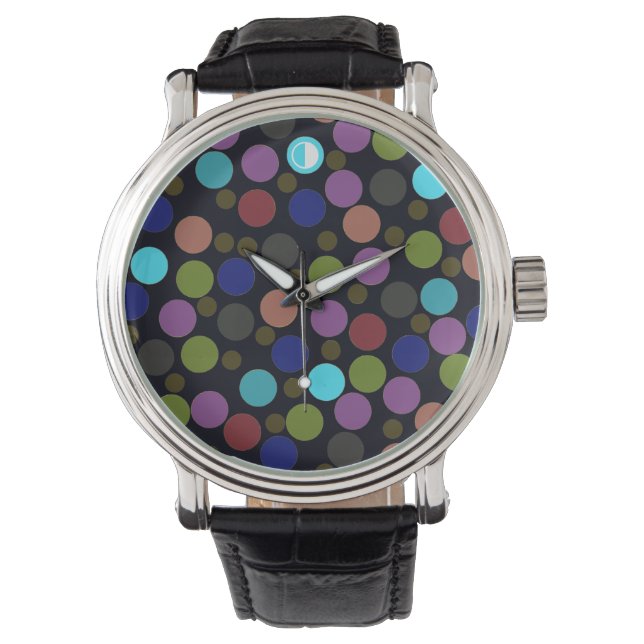 polka dots pattern hour watch (Front)