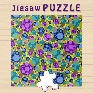 Polka Dots Pattern in Pink Blue Teal - Jigsaw Puzzle