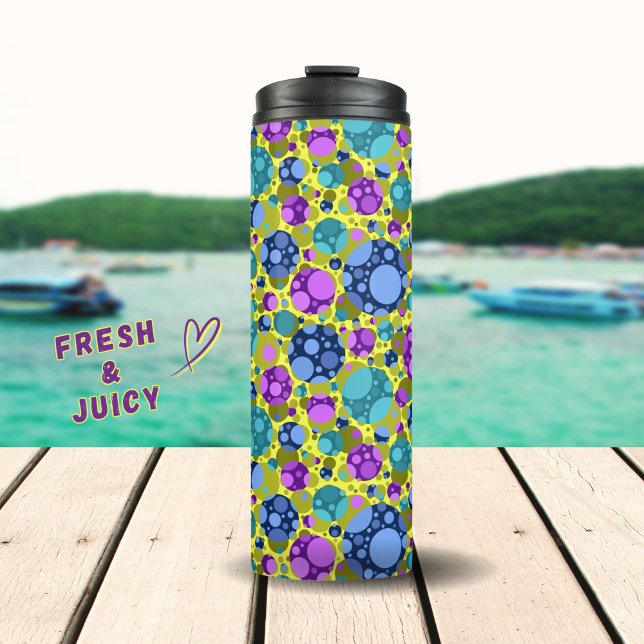 Polka Dots Pattern in Pink Blue Teal -  Thermal Tumbler (Creator Uploaded)