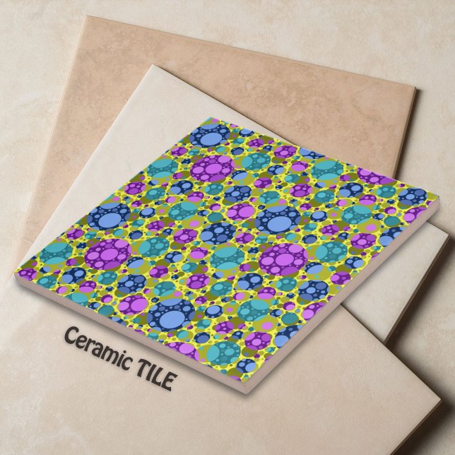 Polka Dots Pattern in Pink Blue Teal -  Tile (Creator Uploaded)