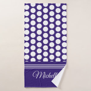 Polka dots pattern on ultra violet bath towel