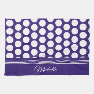 Polka dots pattern on ultra violet tea towel
