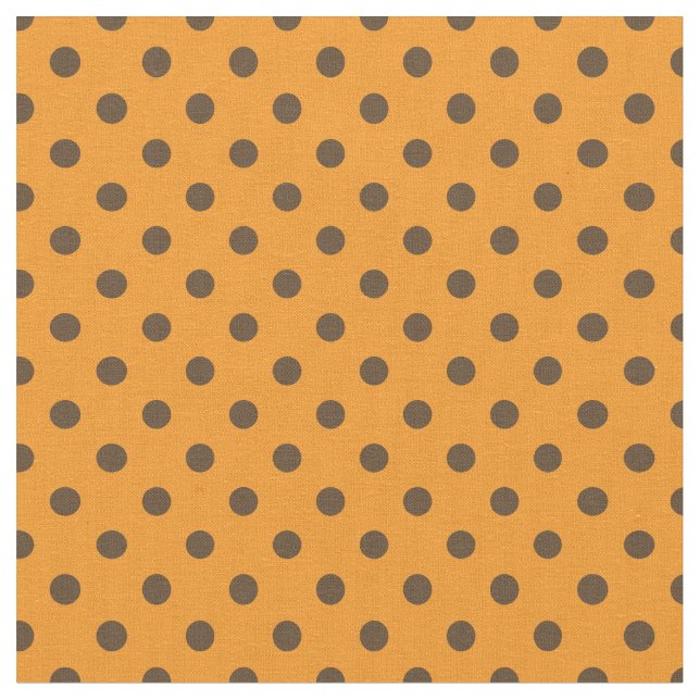 Polka Dots Pattern Orange and Brown Fabric (Close Up)