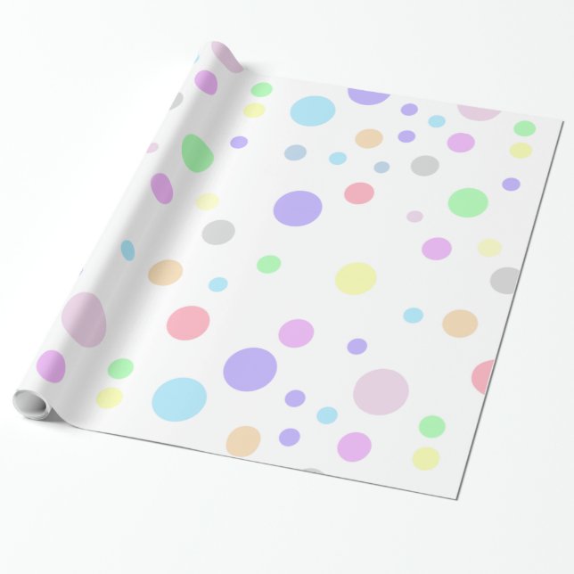 Polka Dots Pattern Pastel Polka Dots Wrapping Paper (Unrolled)