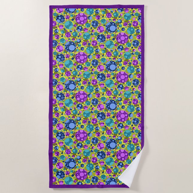 Polka Dots Pattern Pink Blue Teal -  Beach Towel (Front)