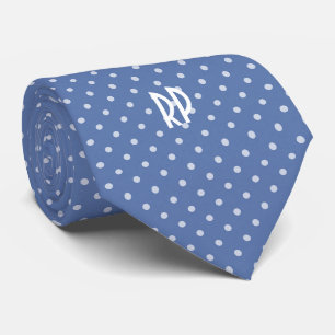 Polka Dots Pattern with Monogram (Cornflower Blue) Tie