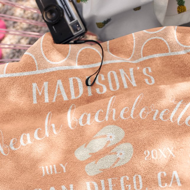 Polka Dots Peach Bachelorette Party Gift Beach Towel (Creator Uploaded)
