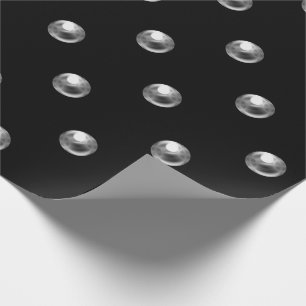 Polka Dots Pearls Black Silver Grey  3D Effect Wrapping Paper
