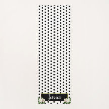 Polka Dots & Peonies - Black/Gold Name Plate