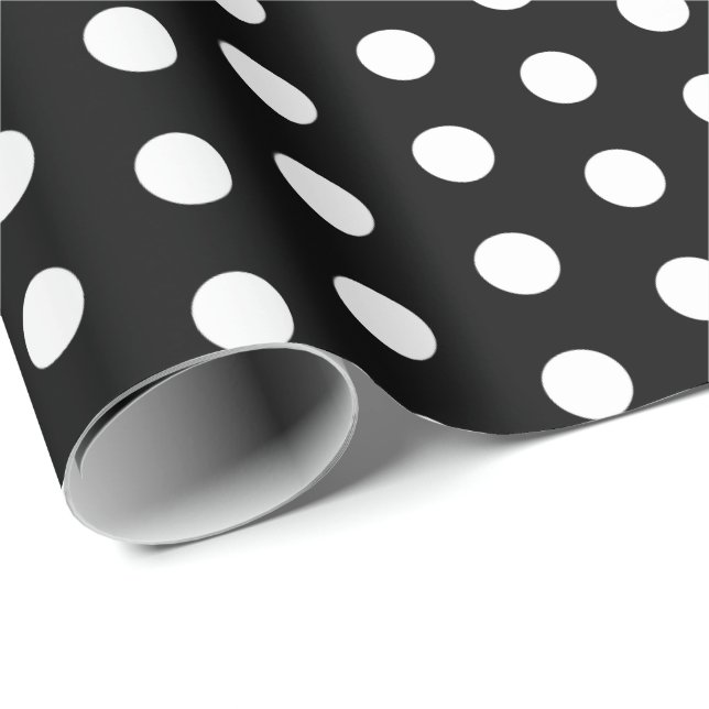 Polka Dots Perky Pattern Black White Wrapping Paper (Roll Corner)