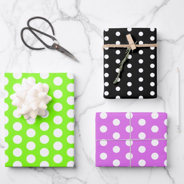 Polka Dots Perky Pattern Bright Colours Wrapping Paper Sheet (Front)