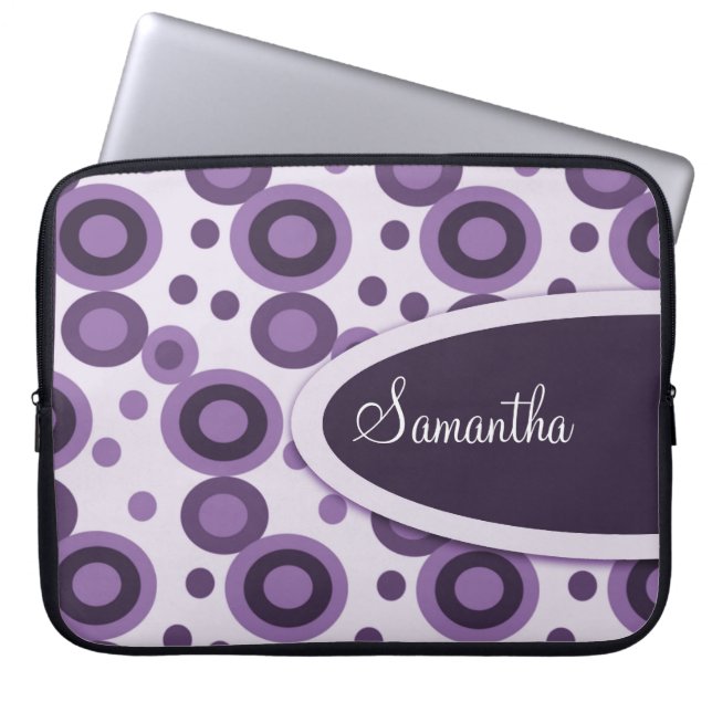 Polka Dots Personalised Laptop Sleeve:Lavender Laptop Sleeve (Front)