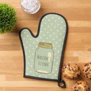 Polka Dots Personalised Mason Jar Oven Mitt