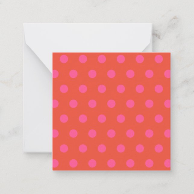 Polka Dots Pink and red Orange monogrammed Card (Front)