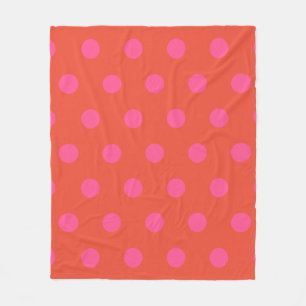 Polka Dots Pink and red Orange monogrammed Fleece Blanket