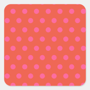 Polka Dots Pink and red Orange monogrammed Square Sticker