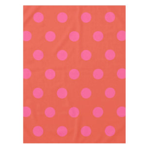 Polka Dots Pink and red Orange monogrammed Tablecloth