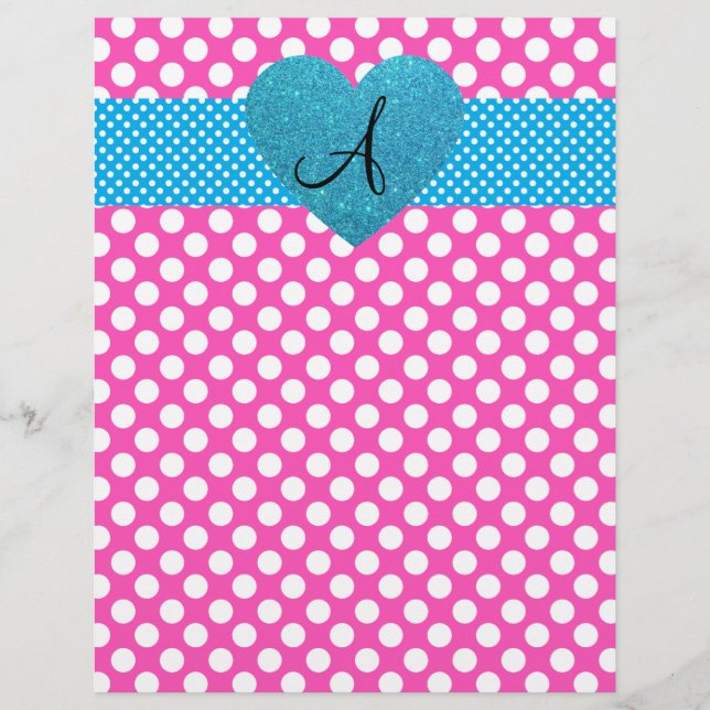 Polka dots pink and white monogram flyer (Front)