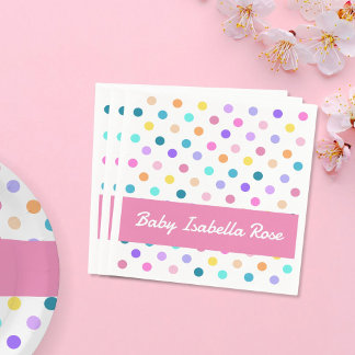 Polka Dots pink band colourful  Napkin