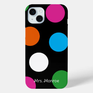 Polka Dots Pink Blue Black White Orange Chic iPhone 15 Mini Case