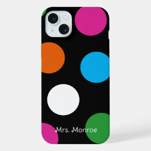 Polka Dots Pink Blue Black White Orange Chic iPhone 15 Plus Case