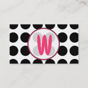 Polka Dots / Pink  Monogram Fashion Business Card