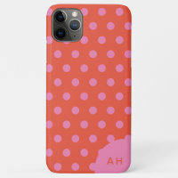 Polka Dots Pink Orange monogrammed