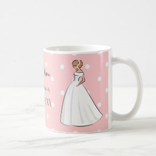 Polka Dots Pink White Wedding dress Cute kawaii Coffee Mug