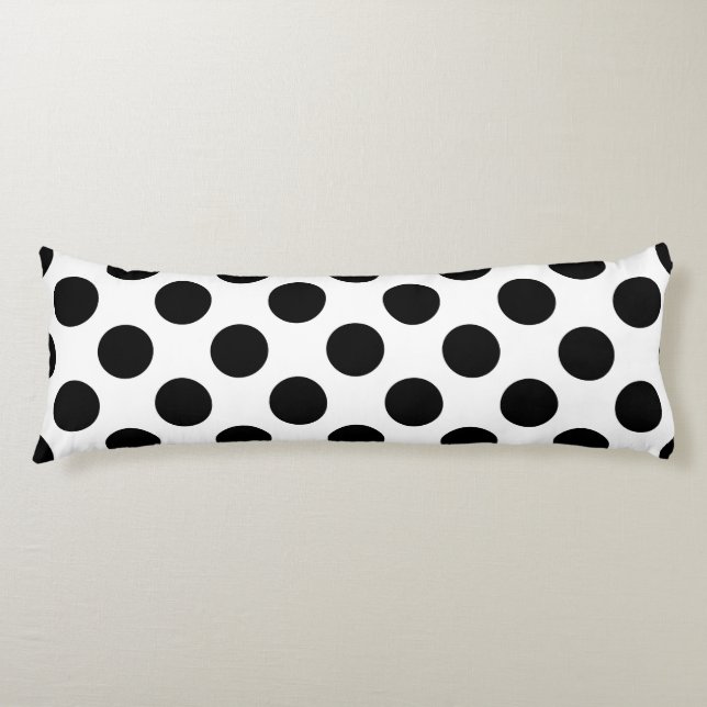 Polka Dots, Polka Dot Pattern, Black and White Body Cushion (Front)