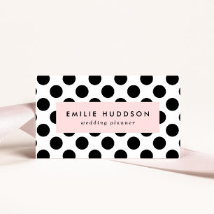 Polka Dots, Polka Dot Pattern, Black and White Business Card