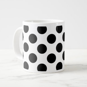 Polka Dots, Polka Dot Pattern, Black and White Large Coffee Mug