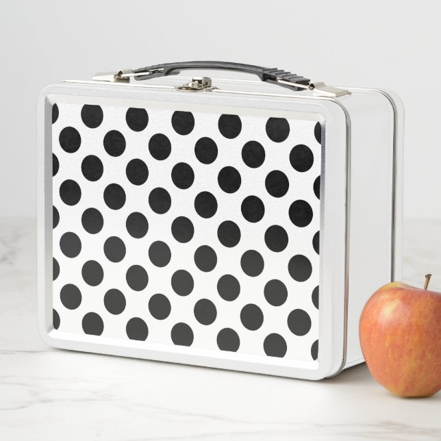 Polka Dots, Polka Dot Pattern, Black and White Metal Lunch Box (In Situ)