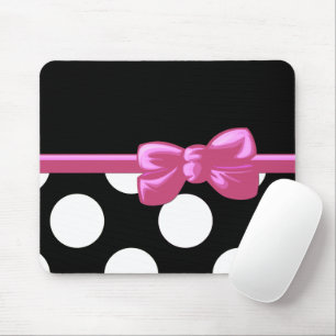 Polka Dots, Polka Dot Pattern, Black and White Mouse Mat