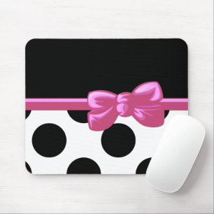 Polka Dots, Polka Dot Pattern, Black and White Mouse Mat