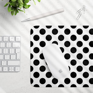 Polka Dots, Polka Dot Pattern, Black and White Mouse Mat
