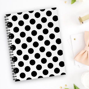 Polka Dots, Polka Dot Pattern, Black and White Notebook