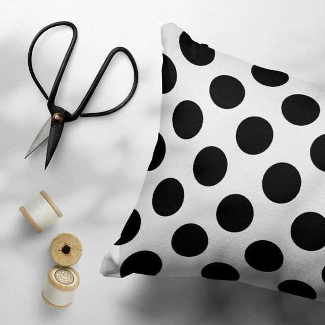 Polka Dots, Polka Dot Pattern, Black and White Pillowcase (Creator Uploaded)