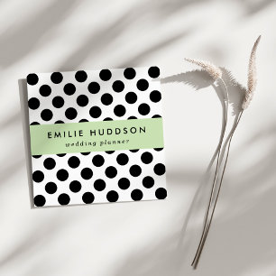 Polka Dots, Polka Dot Pattern, Black and White Square Business Card