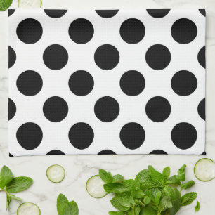 Polka Dots, Polka Dot Pattern, Black and White Tea Towel