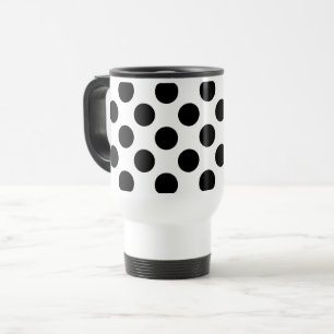 Polka Dots, Polka Dot Pattern, Black and White Travel Mug